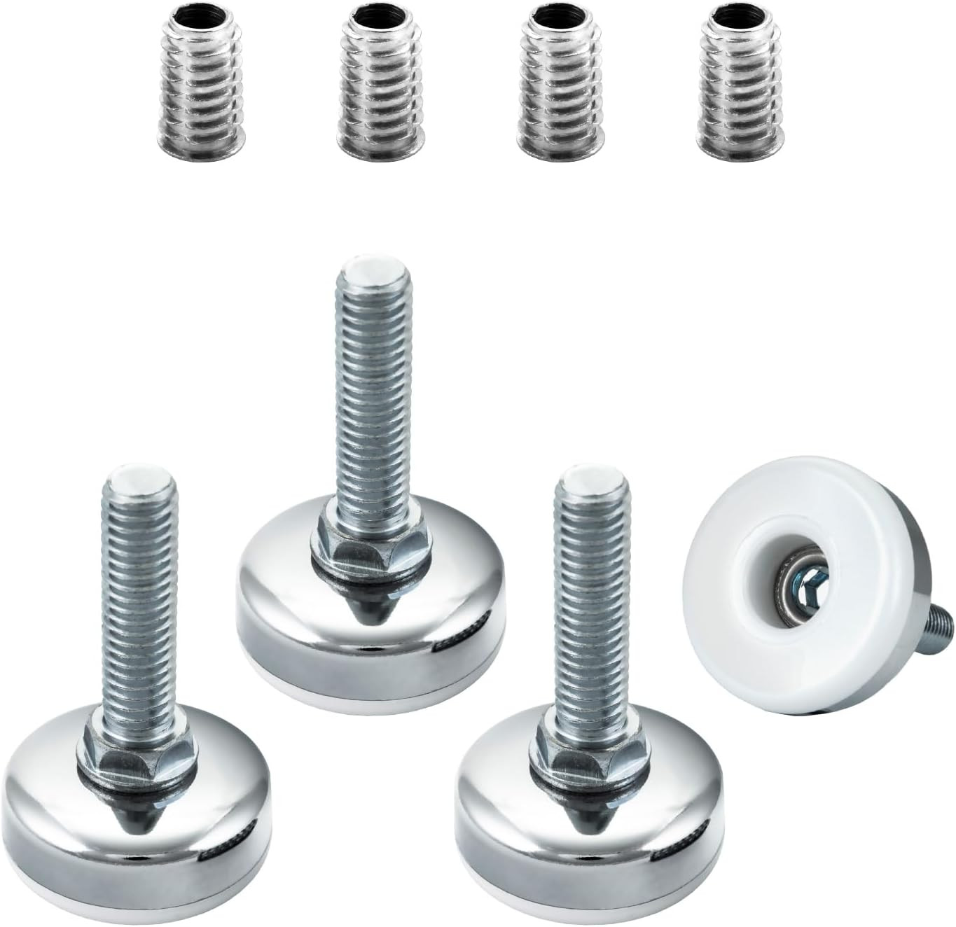 Furniture Leg Levelers 3/8″-16 Heavy Duty Steel 550lb Adjustable 4 Pack