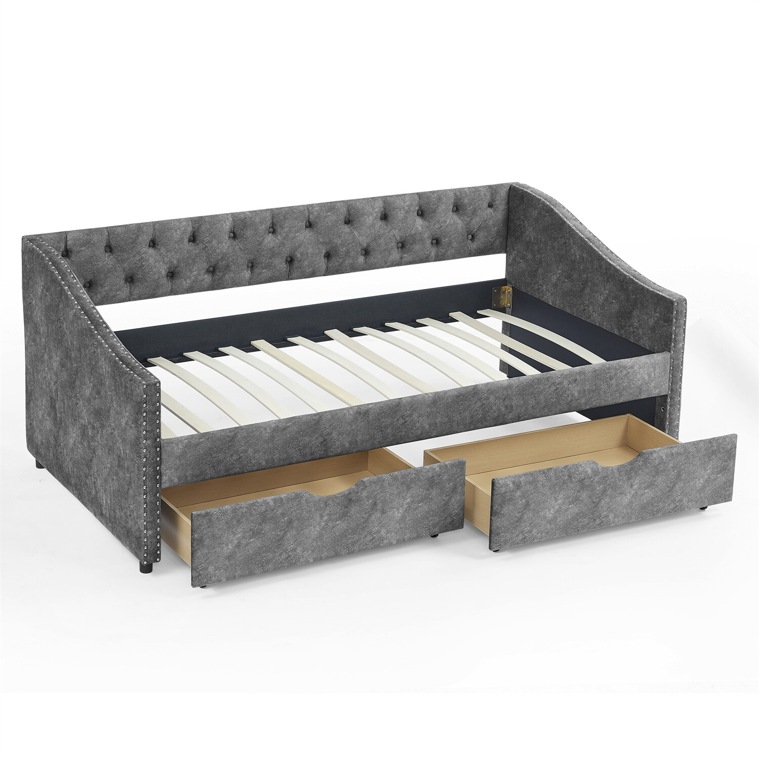 Twin Size Daybed Upholstered Bed Frame Sofa Bed with 2 Storage Drawers New