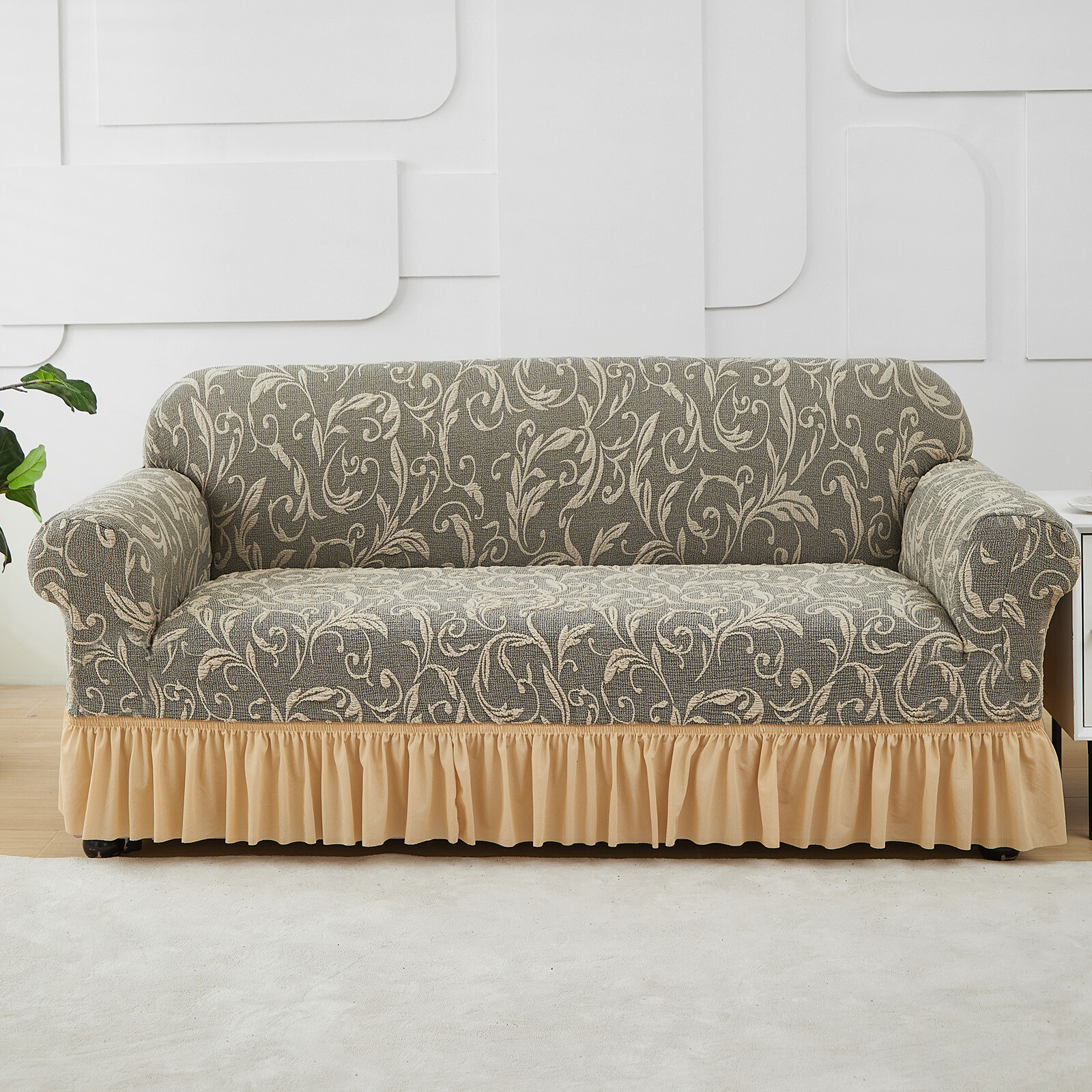 Soft Jacquard Sofa Cover Stretch Couch Cover 1/2/3/4 Seater Slipcover Protector