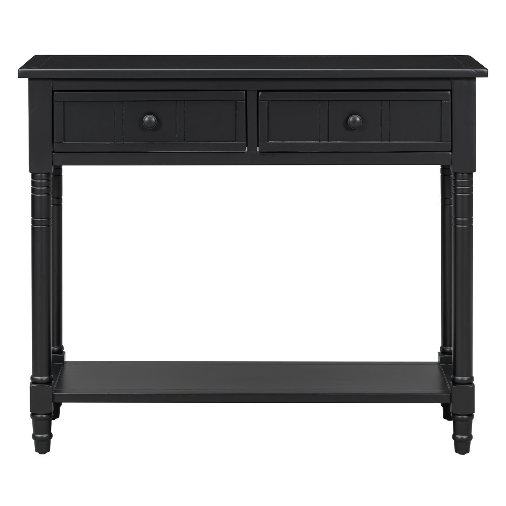 Side Table with Two Hidden Drawers and Bottom Shelf