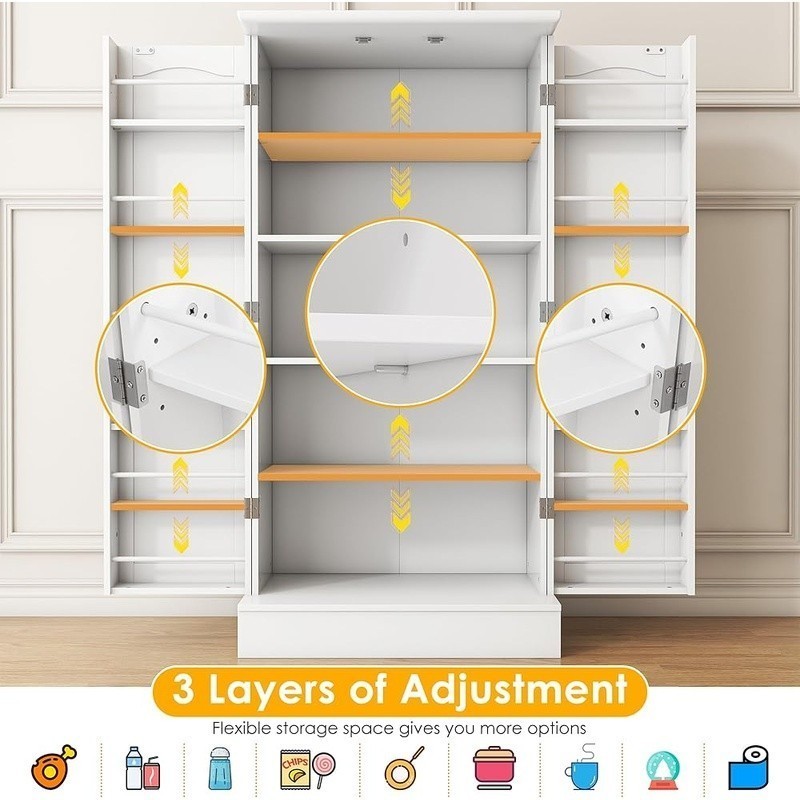 Freestanding Kitchen Pantry Storage Cabinet Adjustable Multi-level Shelves New