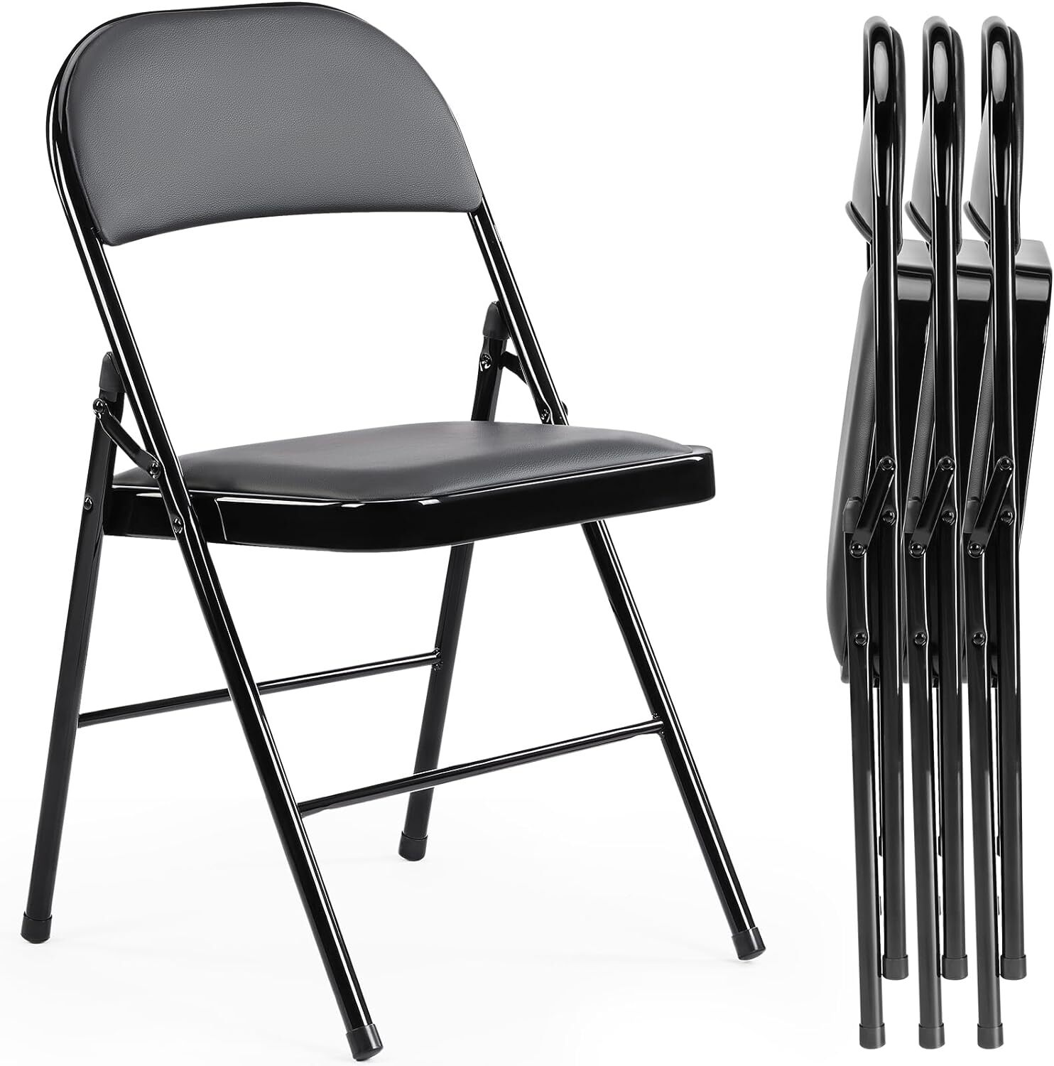 Metal Folding Chair Leather Padded Foldable Chairs Outdoor Camp Folding Chairs
