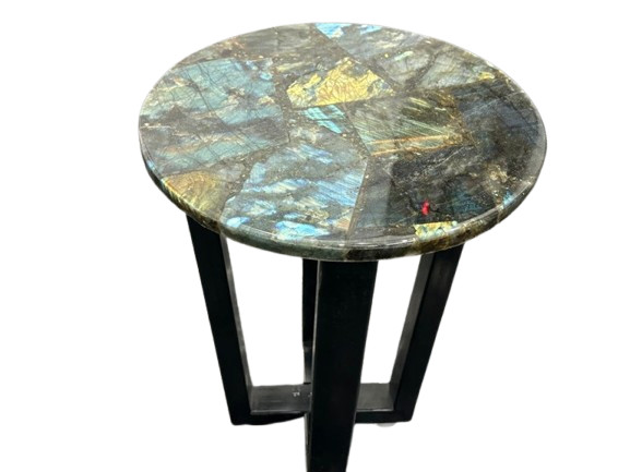 LABRADORITE CORNER TABLE, STONE SIDE TABLE, LUXURY HOME FURNITURE, MODERN TABLE