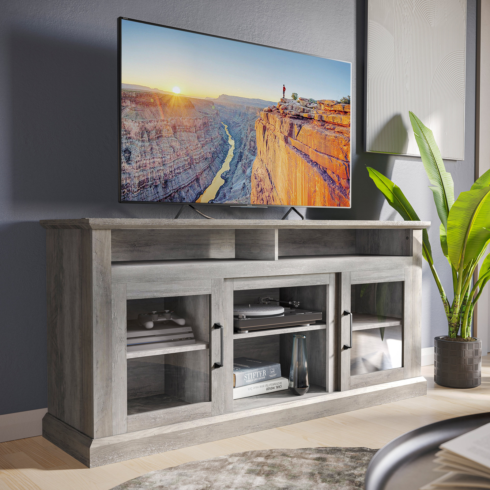 Cayman 60″ Entertainment Center TV Stand Console Fit TV’s Up To 65″