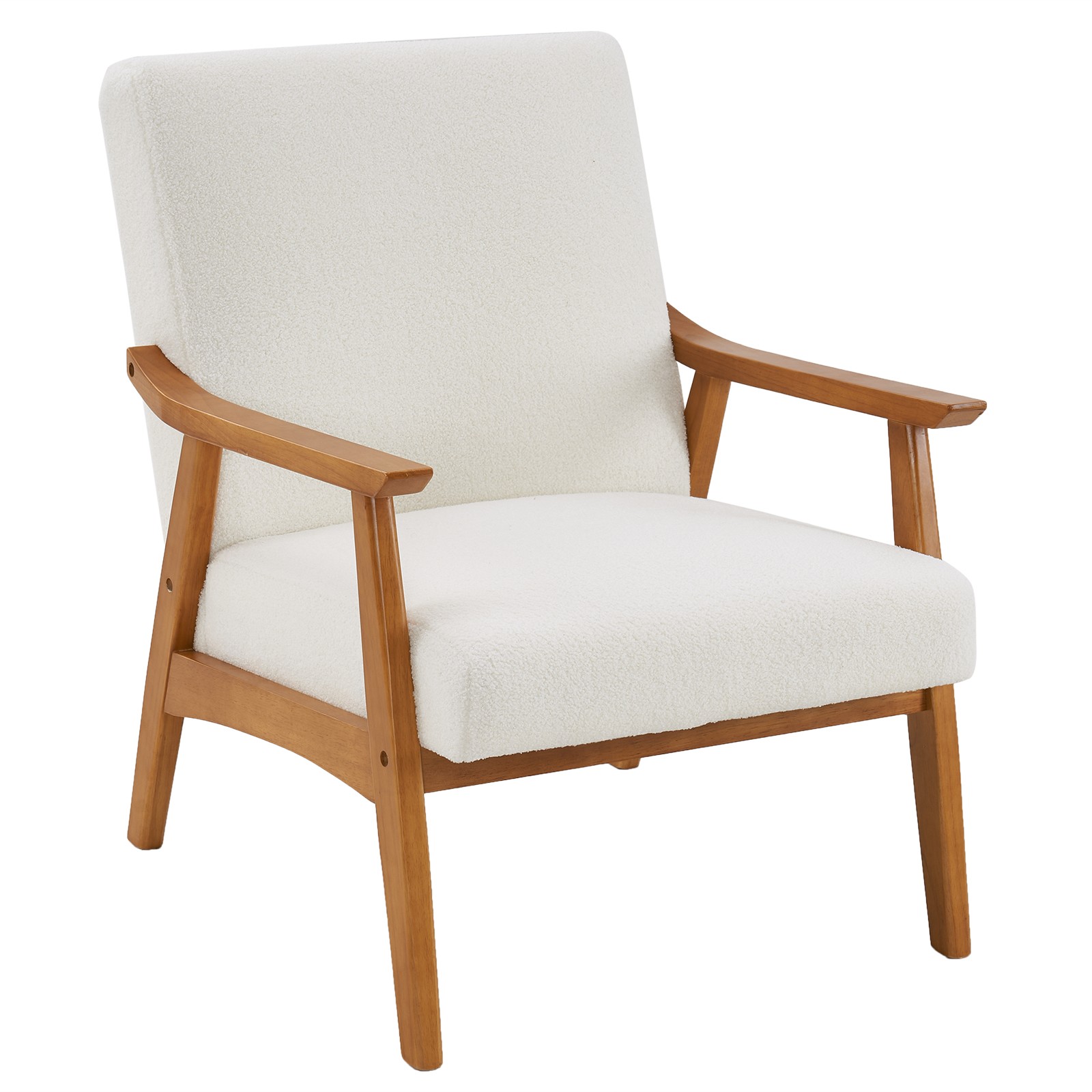Solid Wood Armrest Teddy Velvet Simple Single Indoor Lounge Chair Backrest