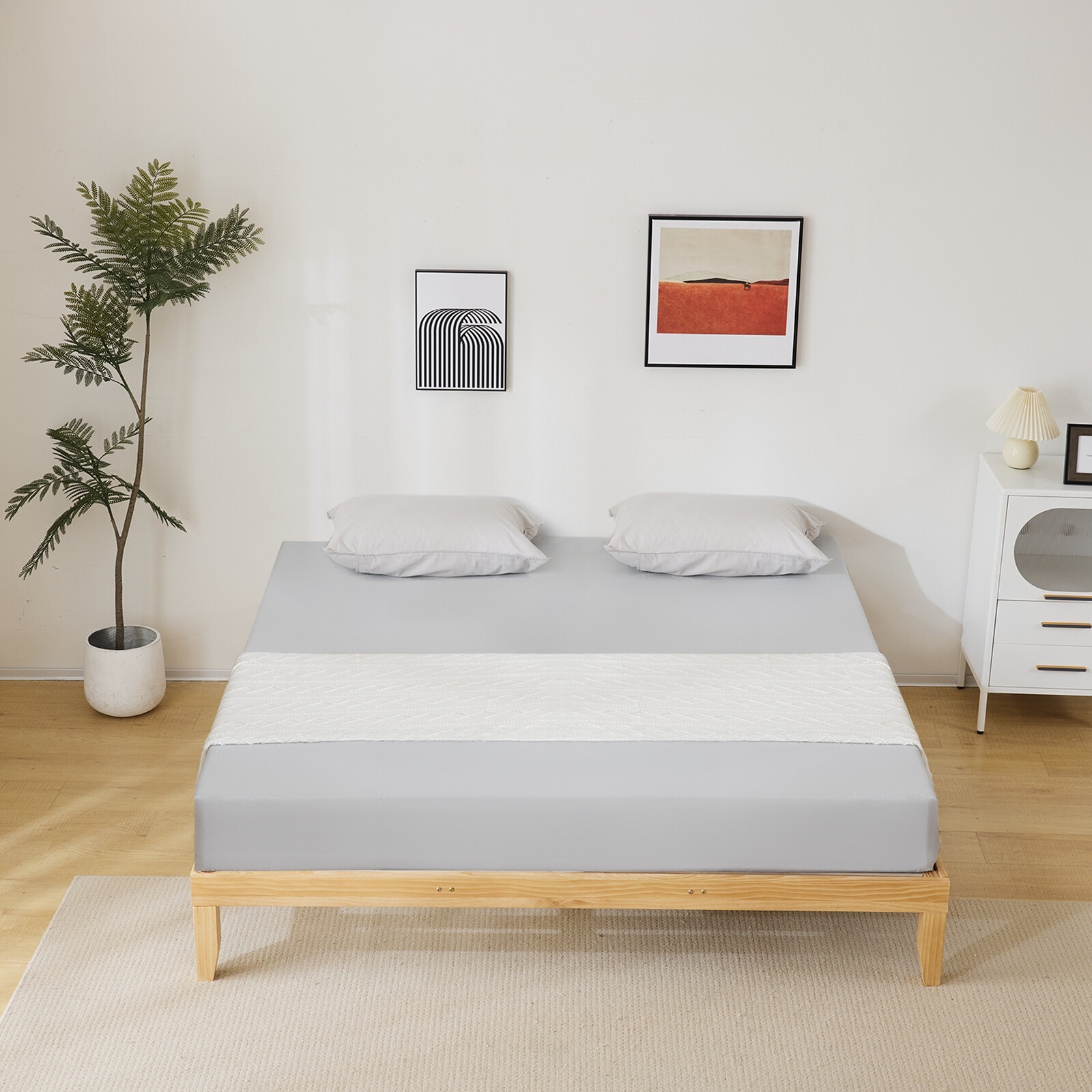 Twin/Full/Queen/King Size Bed Frame Deluxe Natural Solid Pine Wood Platform Bed
