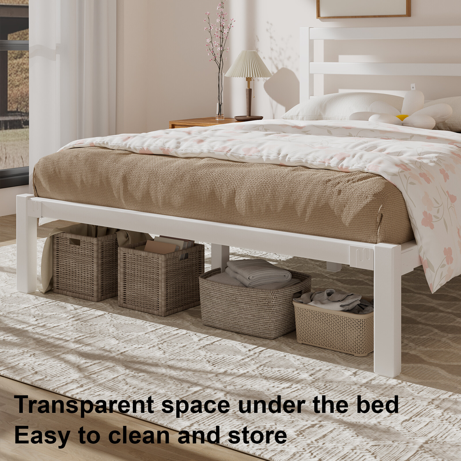 Metal Bed Frame Full Size with Classic Style Headboard and Footboard