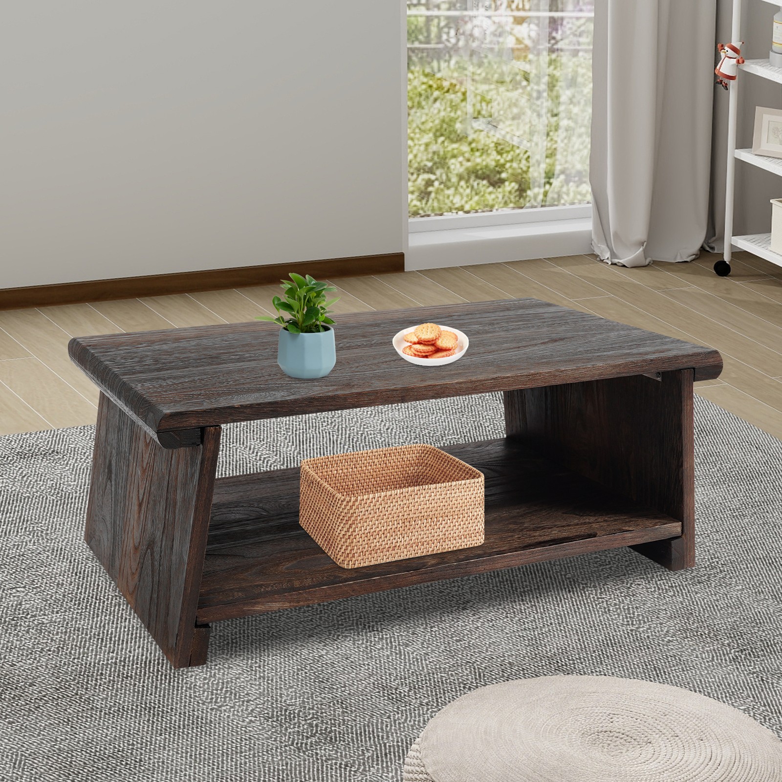 Japanese Floor Table Small Coffee & Tea Table Altar for Meditation Low Table