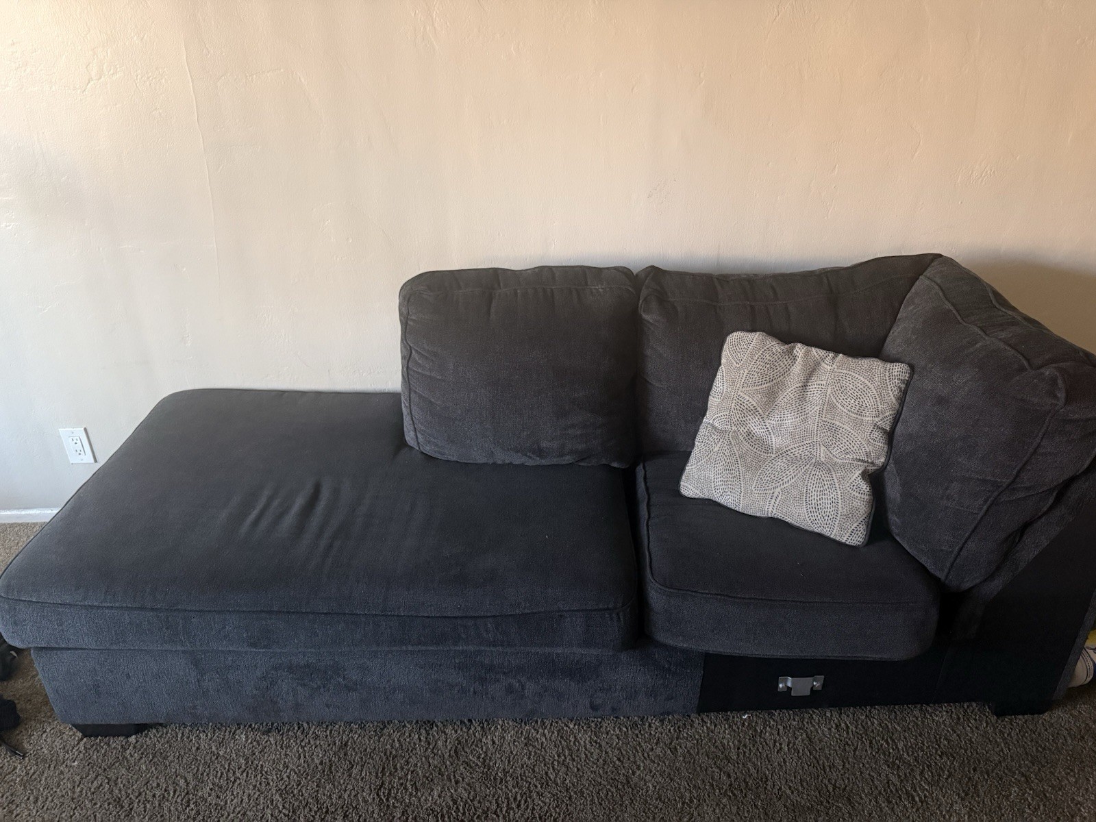 Dark Gray Contemporary Sofa with Chaise, 3-Seater, Fabric Upholstery, Wood Frame