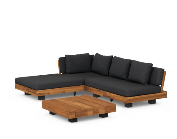 Lubek 82.5″ Outdoor Low Left Sectional Set – Slate Gray