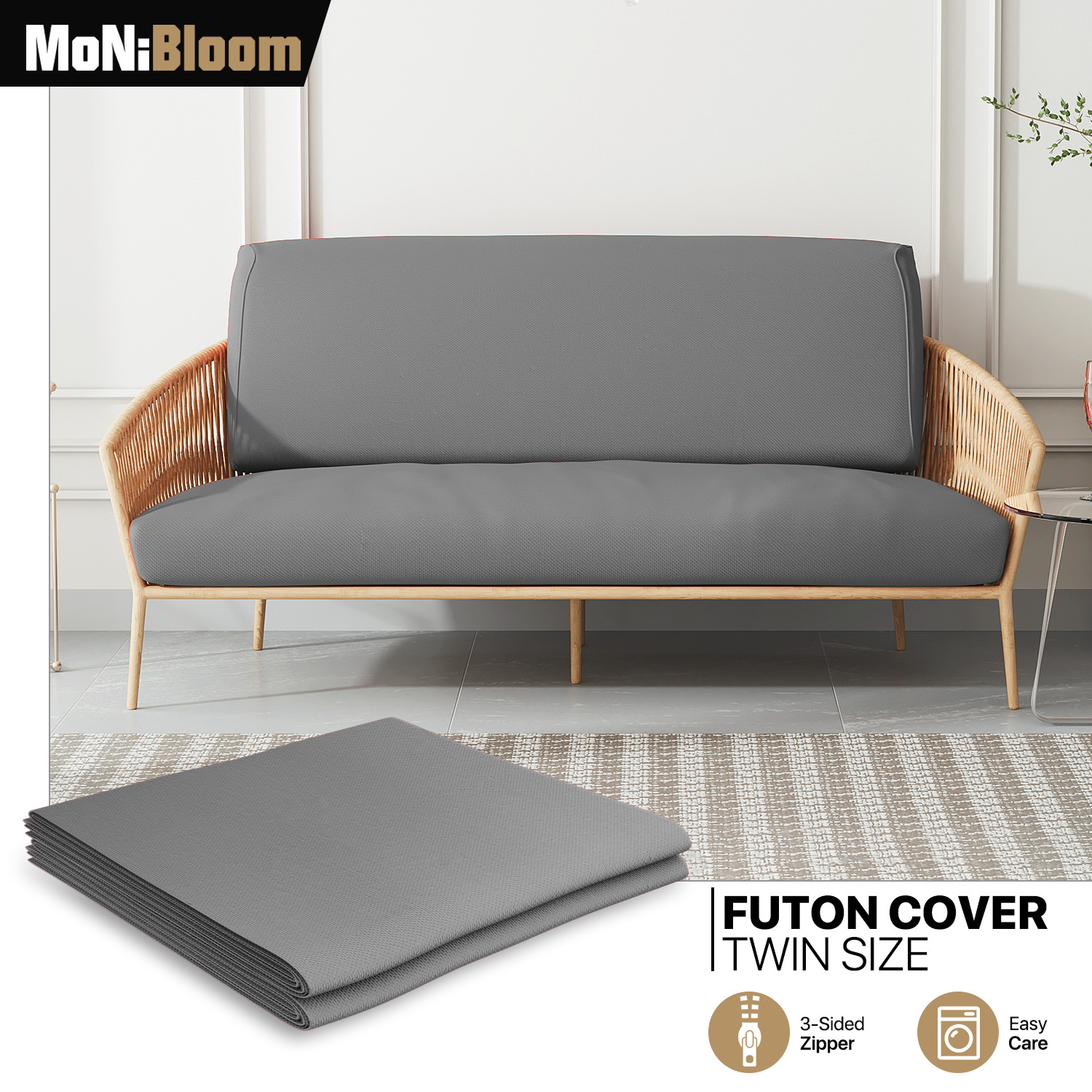 Dark Grey Twin Size Slipcovers Cushion Stretch Futon Cover Couch Sofa Protector