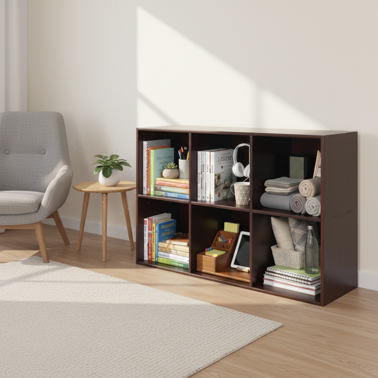 Solid Wood Bookcase 90*30*60cm Floor Bookshelf Cube Storage Organizer