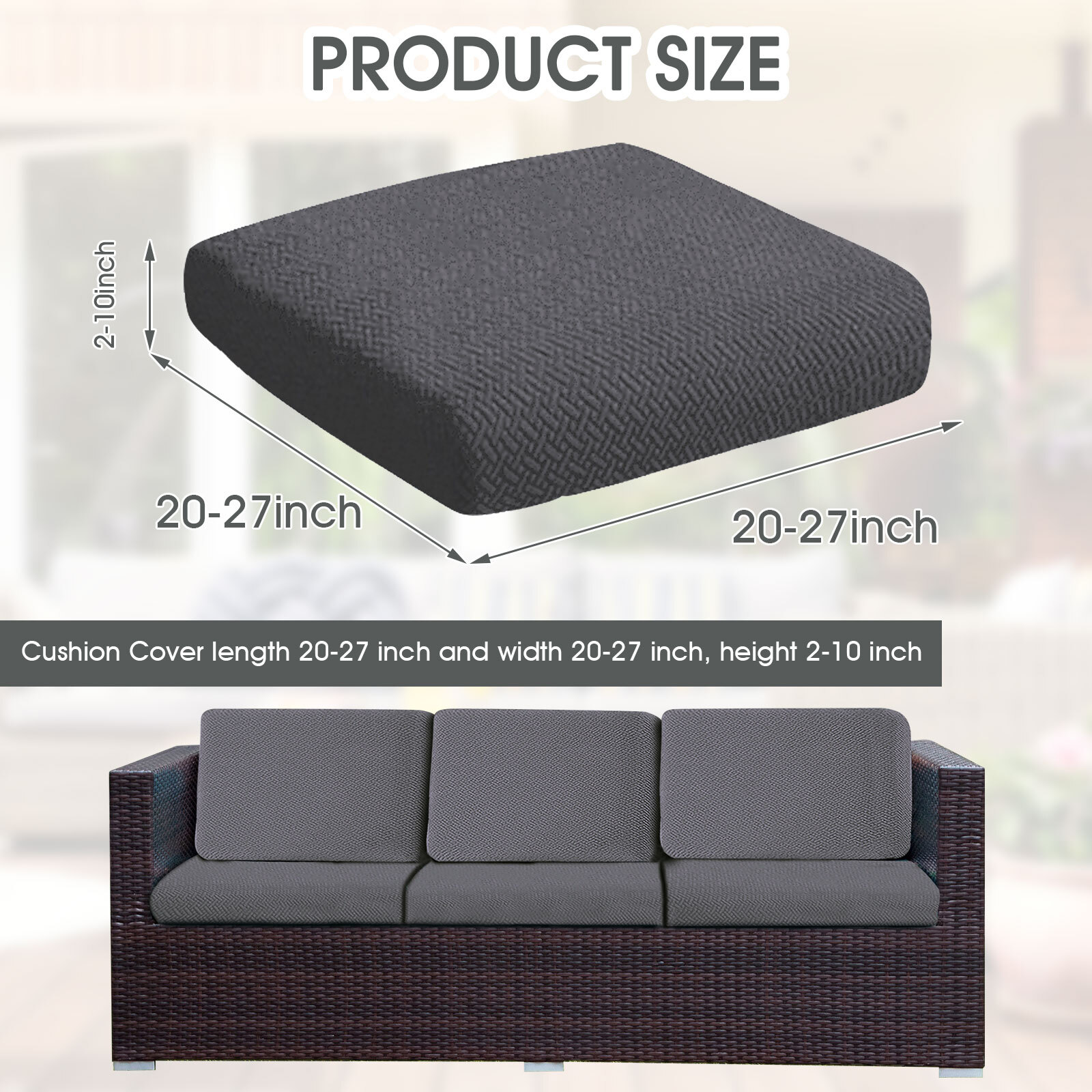 2-6PCS Waterproof Patio Stretch Sofa Cushion Covers Outdoor Chair Cushion Covers
