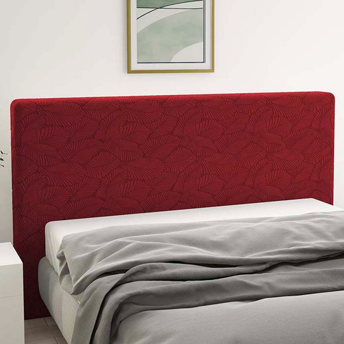 High Back Cover For Beds Elastic Soft Fabric Leaf Pattern