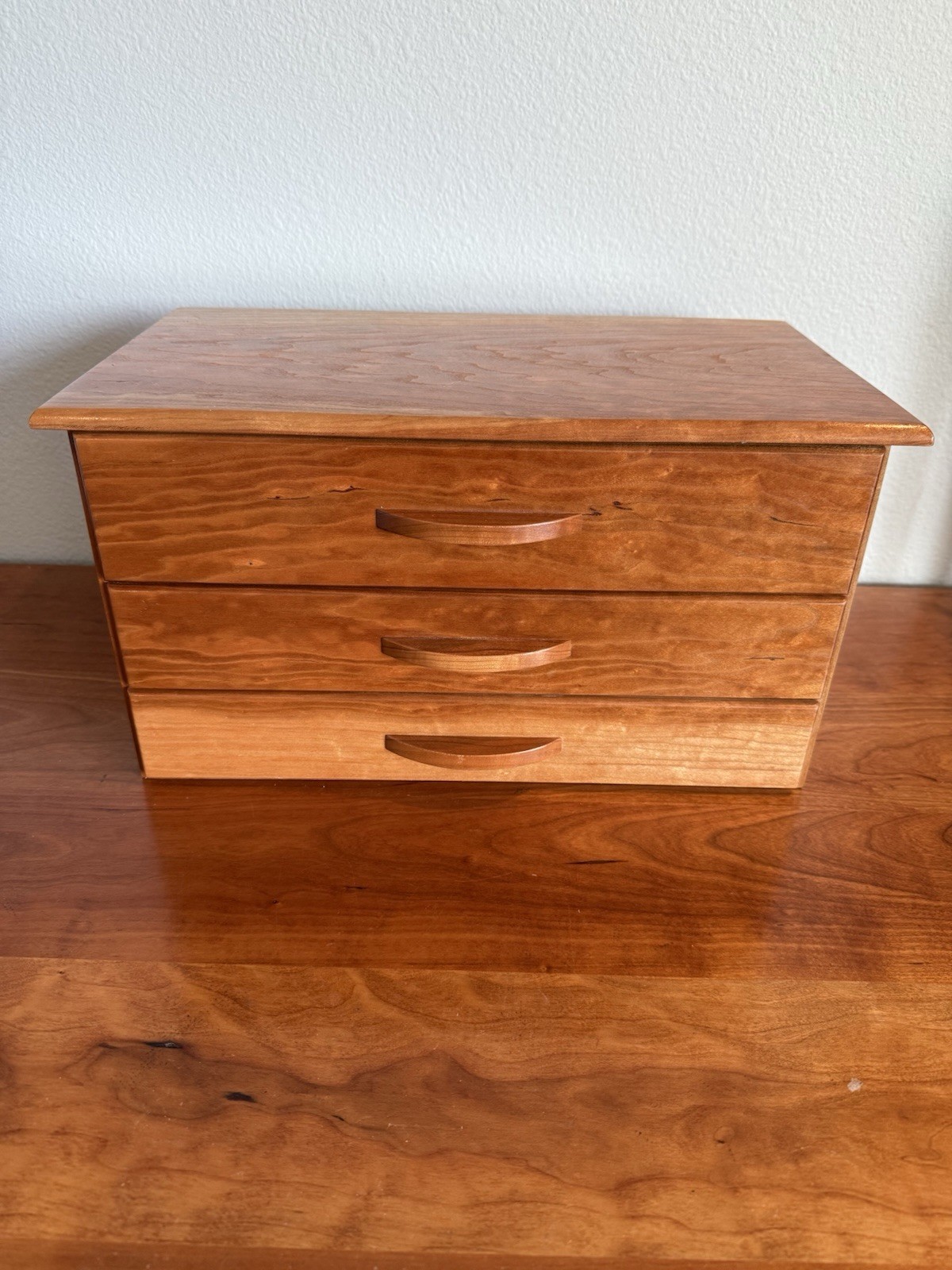 Handcrafted craftsman cherry three drawer cabinet vanity table top exceptional