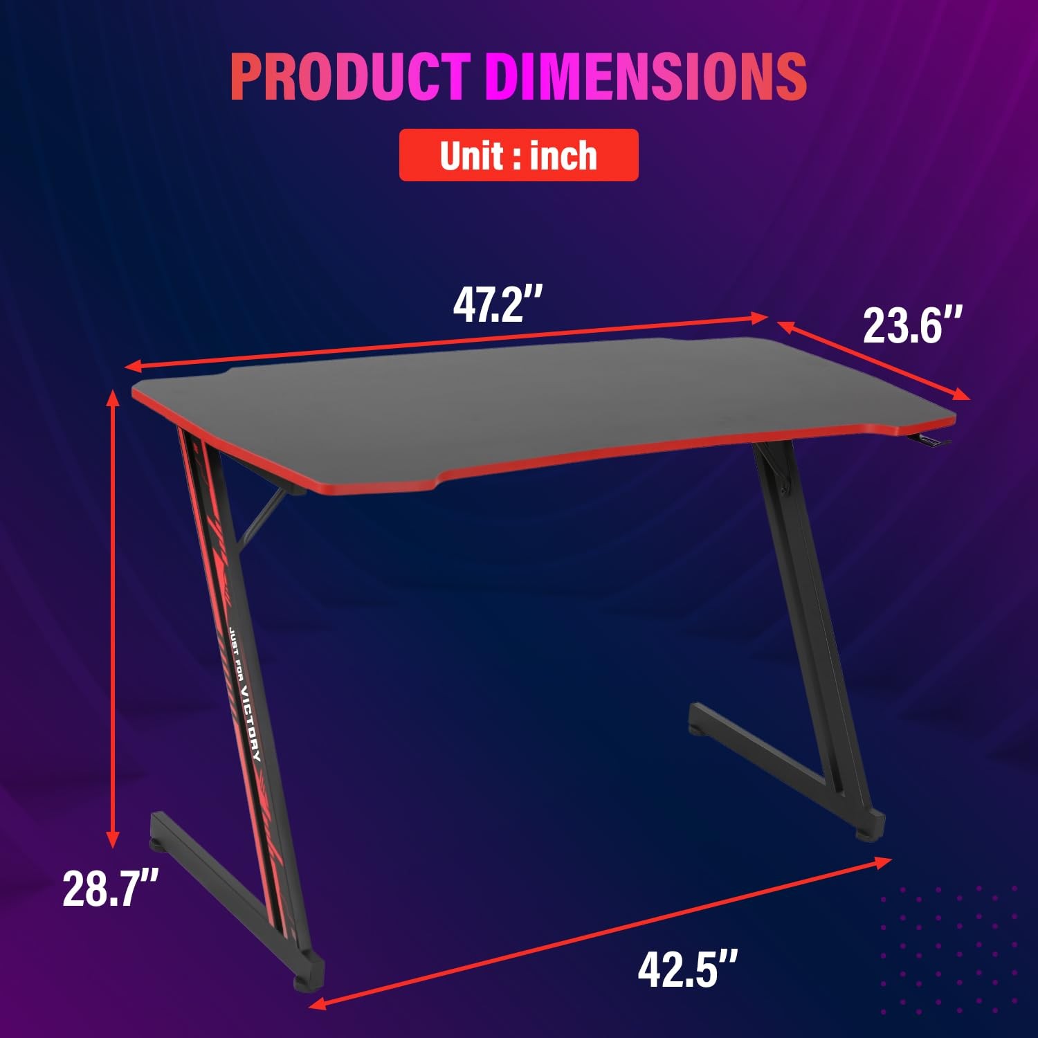 PayLessHere | 47″ Gaming Table | Red | Z-Shaped Computer 47 In Z Shaped,