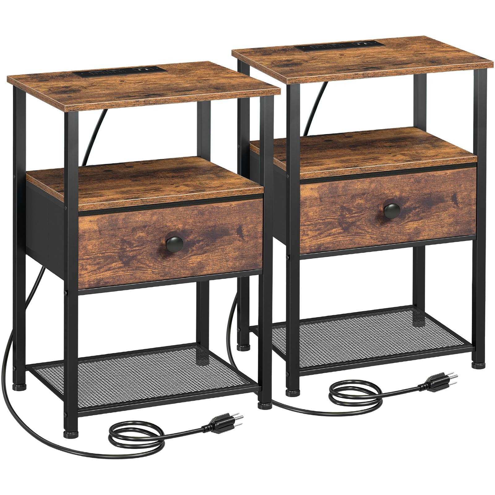 LOAKEKEL Nightstands Set of 2 with 15.35”W x 11.41”D x 23.3”H, Brown