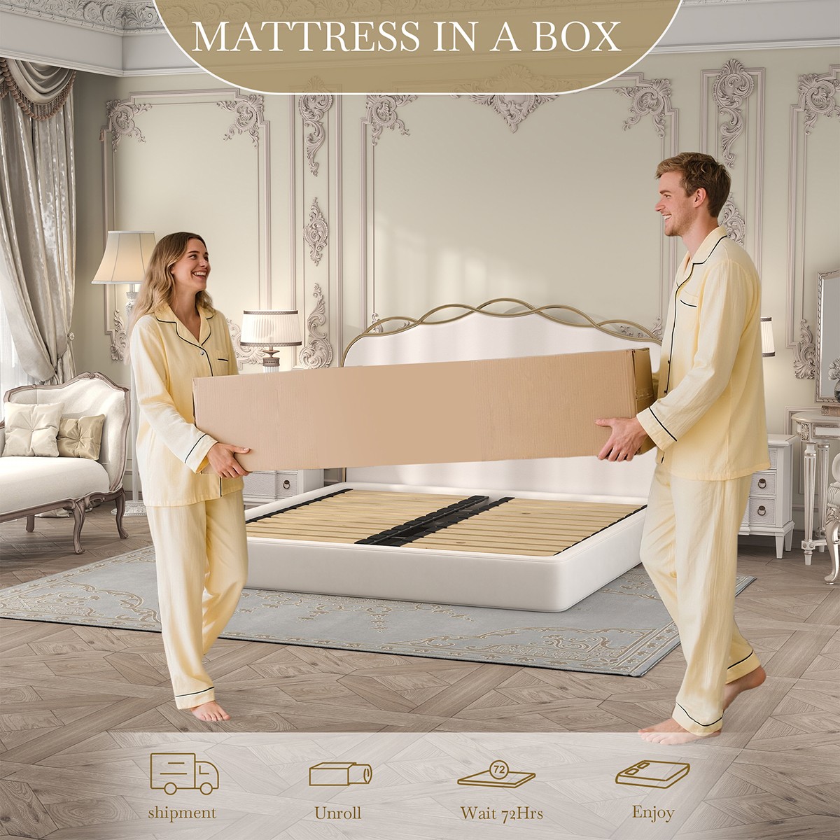 12 Inch Queen Hybrid Mattress In A Box Gel Memory Foam Pocket Spring Medium-Firm