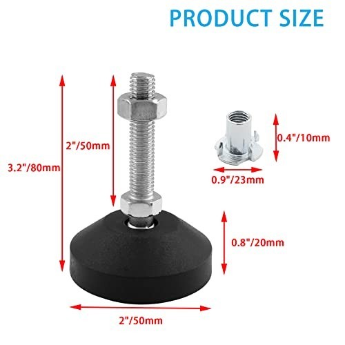 4 Pcs Adjustable Leveling Feet, Swivel Furniture Levelers Legs, Table Leg Extend