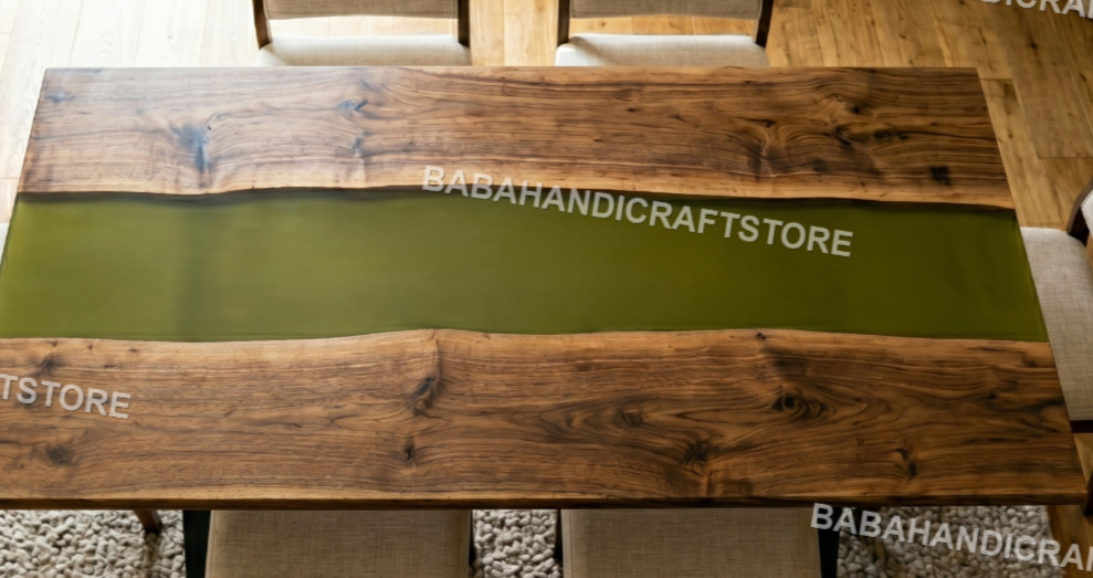 Handmade Epoxy River Table Solid Wood Dining Table Custom Live Edge Furniture