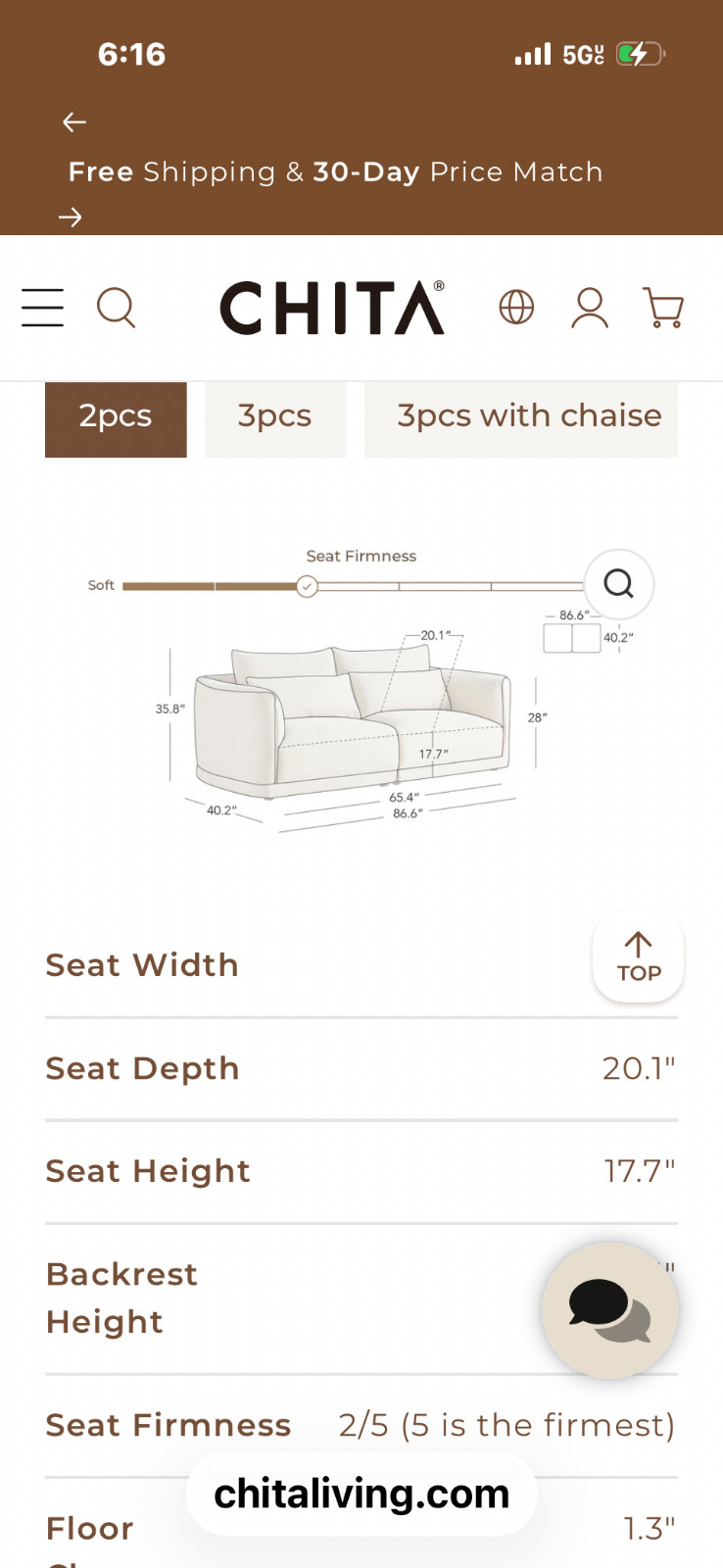 Chita 2pc Modular Sofa – Beige