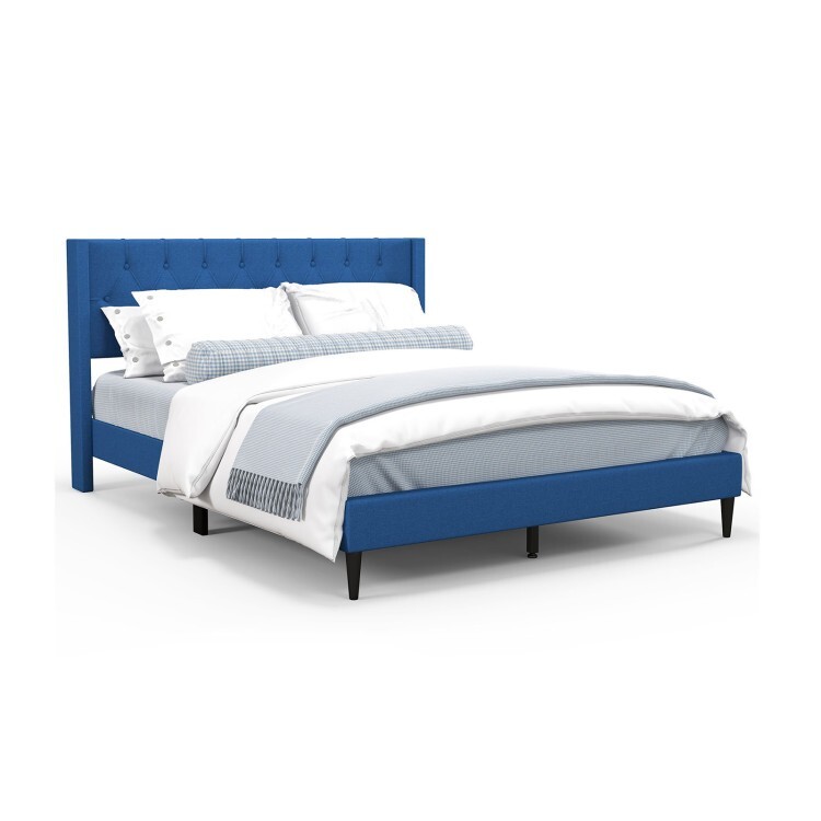 81″ Queen Size Platform Bed Frame & Button Tufted Upholstered Wingback Headboard