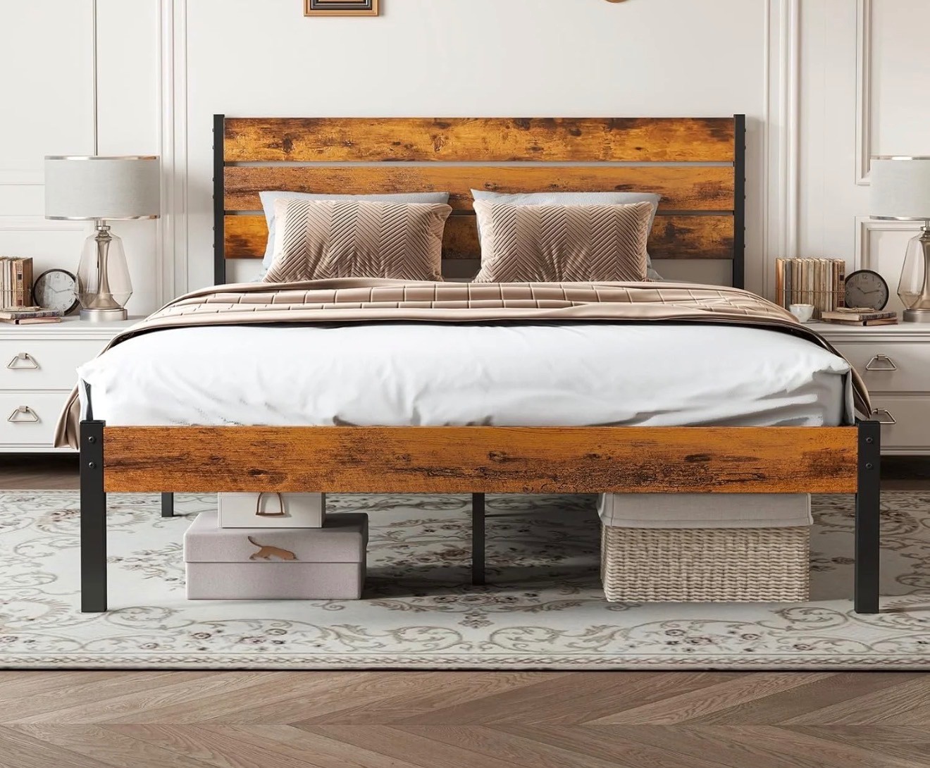 CONCETTA Queen Size Bed Frame with Headboard, Solid and Stable, Noise Free, No B