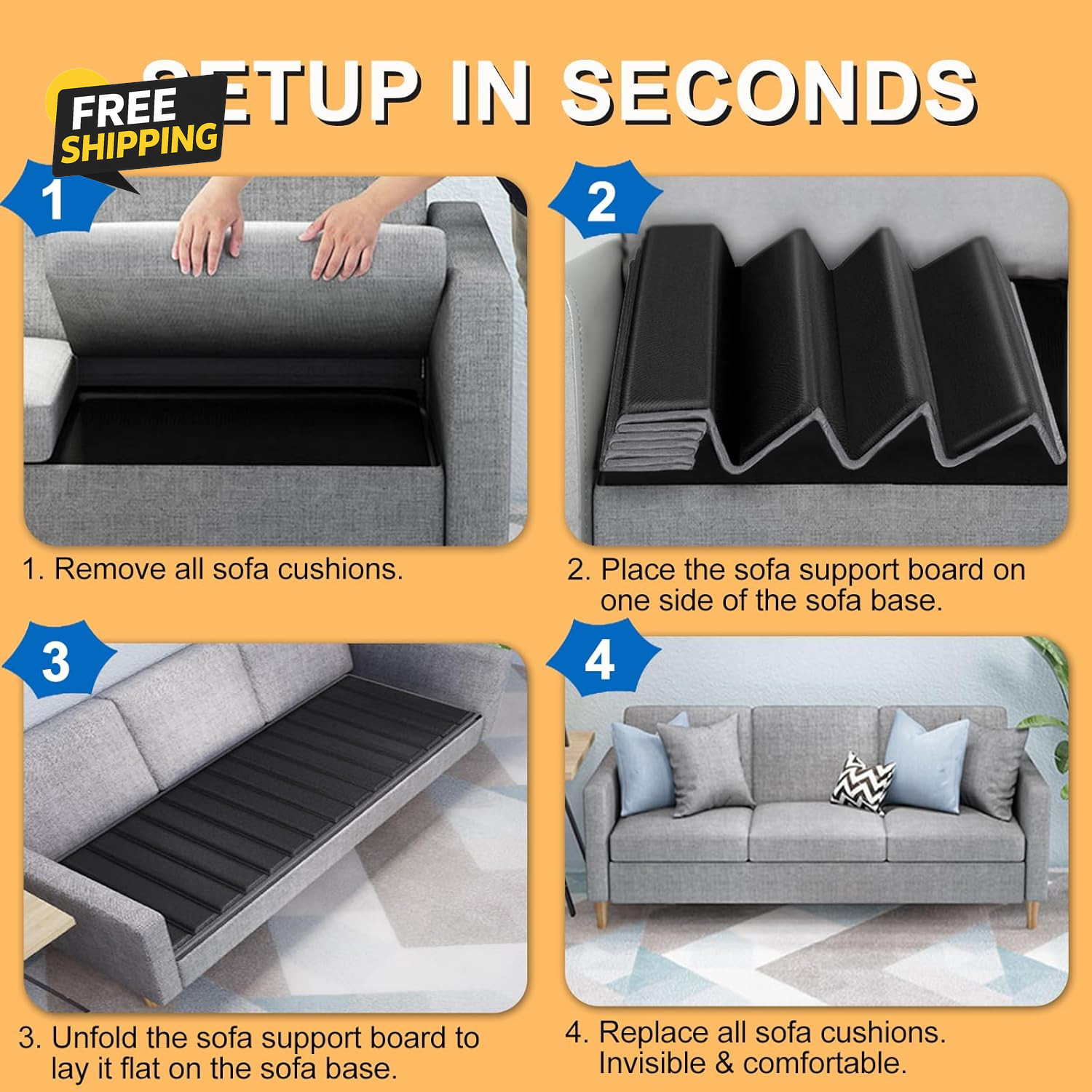 Heavy Duty Couch Cushion Support for Sagging Sofa, 21.5”X70” Extra Thick