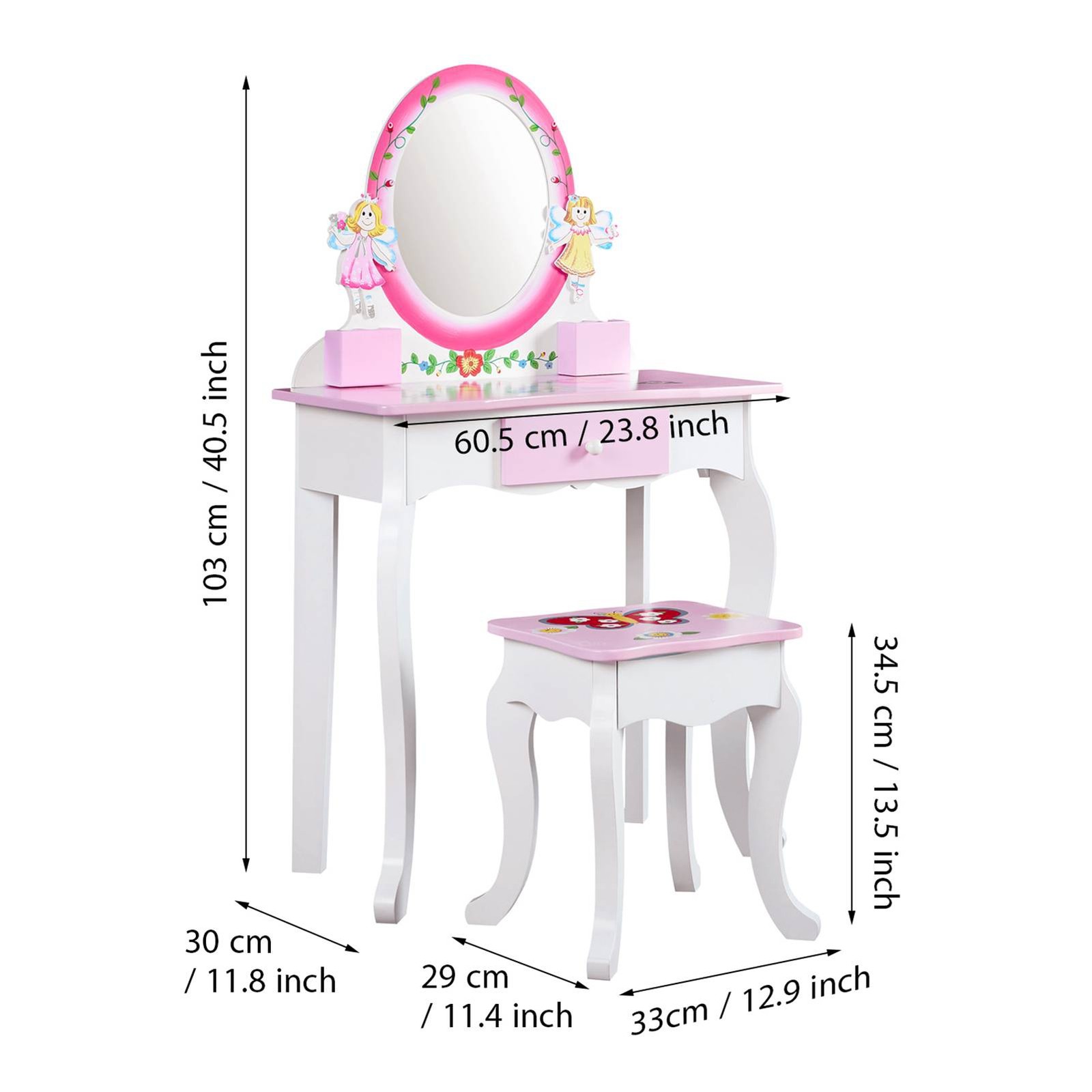 Kids Wooden Vanity Set Easy Assembly Step-by-Step Instructions Included