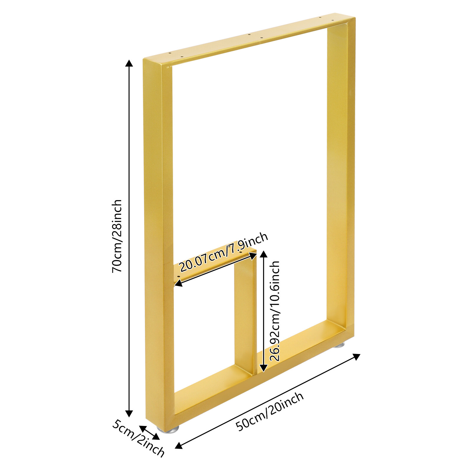 Gold Iron Table Legs 28 Inches No Table Board Included With Adjustable Foot Pads