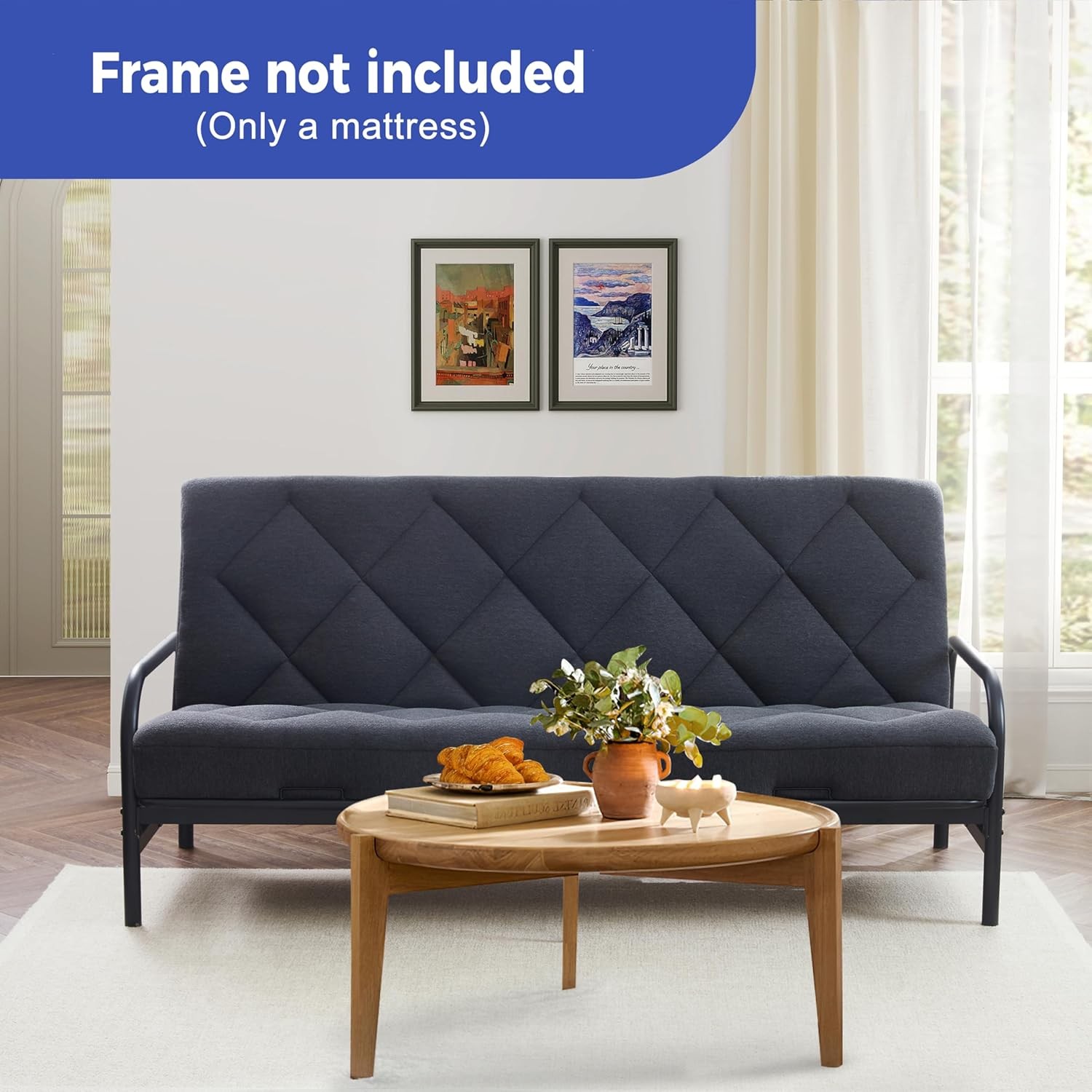 6″ Full Size Pillow Futon Mattress Replacement(Frame Not Included), Gel Memory