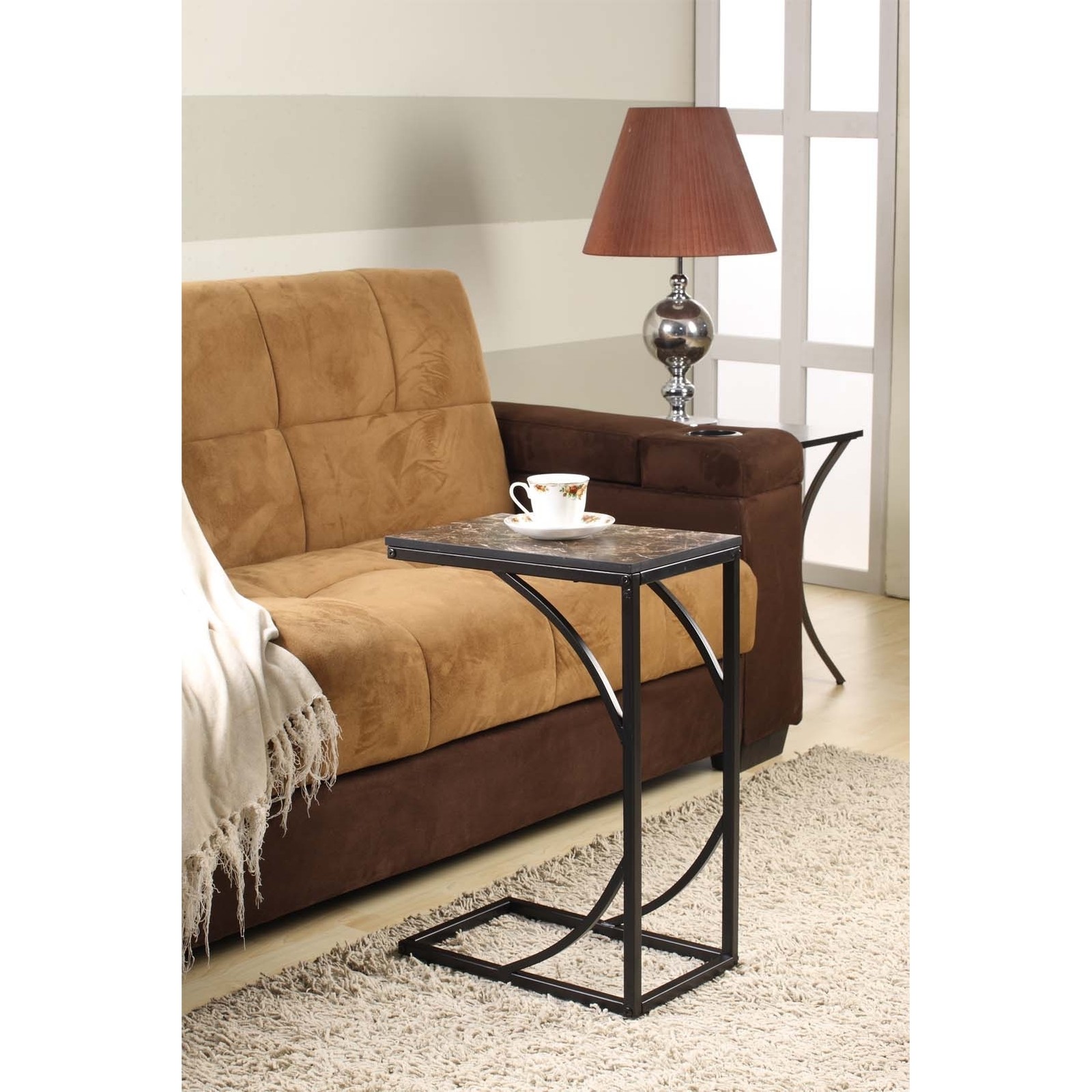 Kings Brand Furniture – Metal With Marble Finish Snack Side End Sofa Table