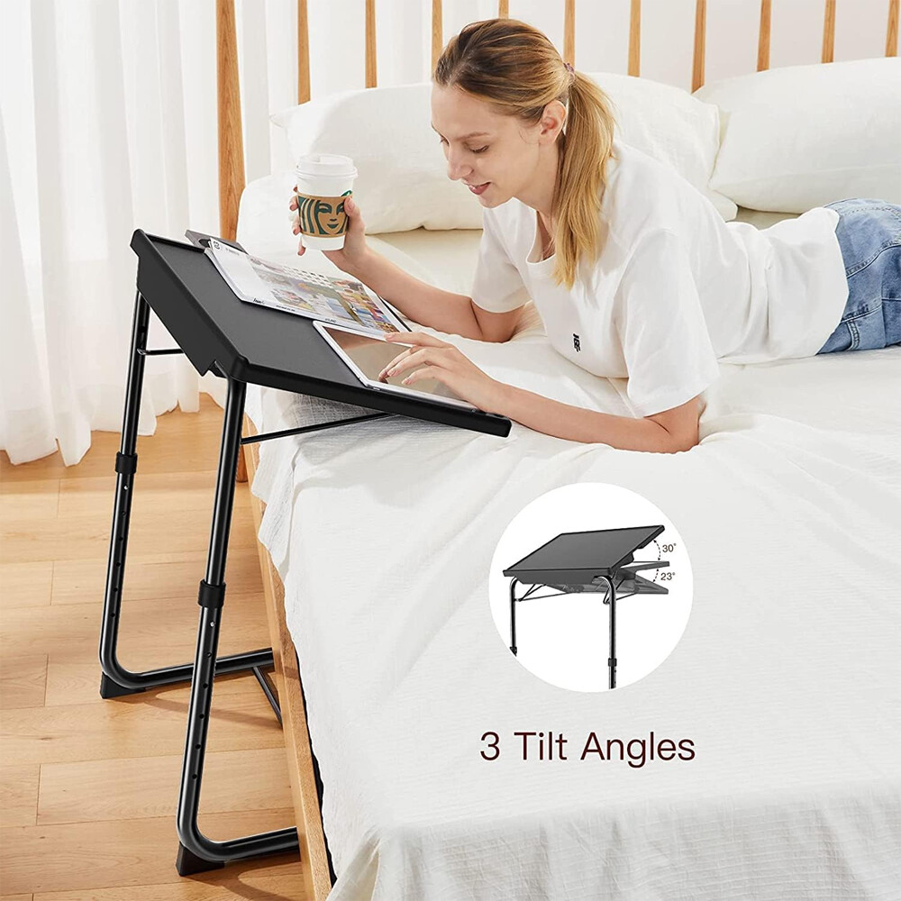 Foldable TV Dinner Tray on Bed & Sofa with Adjustable 6 Height & 3 Tilt Angle