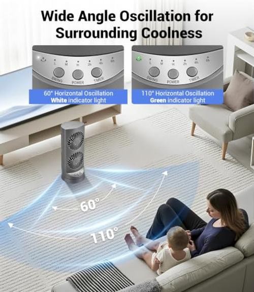 Grey 13IN Desk Cooling Fans for Towers – Small Desk Cooling Fans – Blow Cold Air