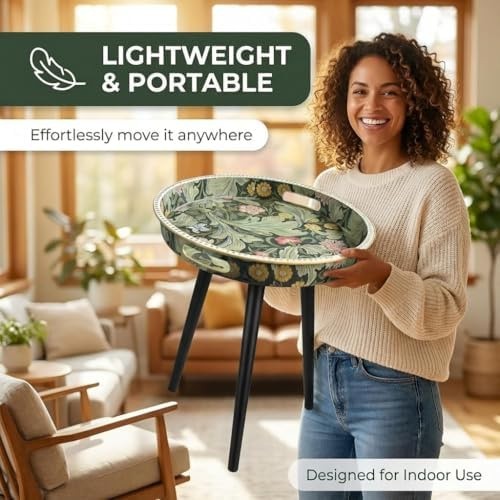 Small Round Side Table Vintage Floral – 13″ William Morris Pattern – Botanica…