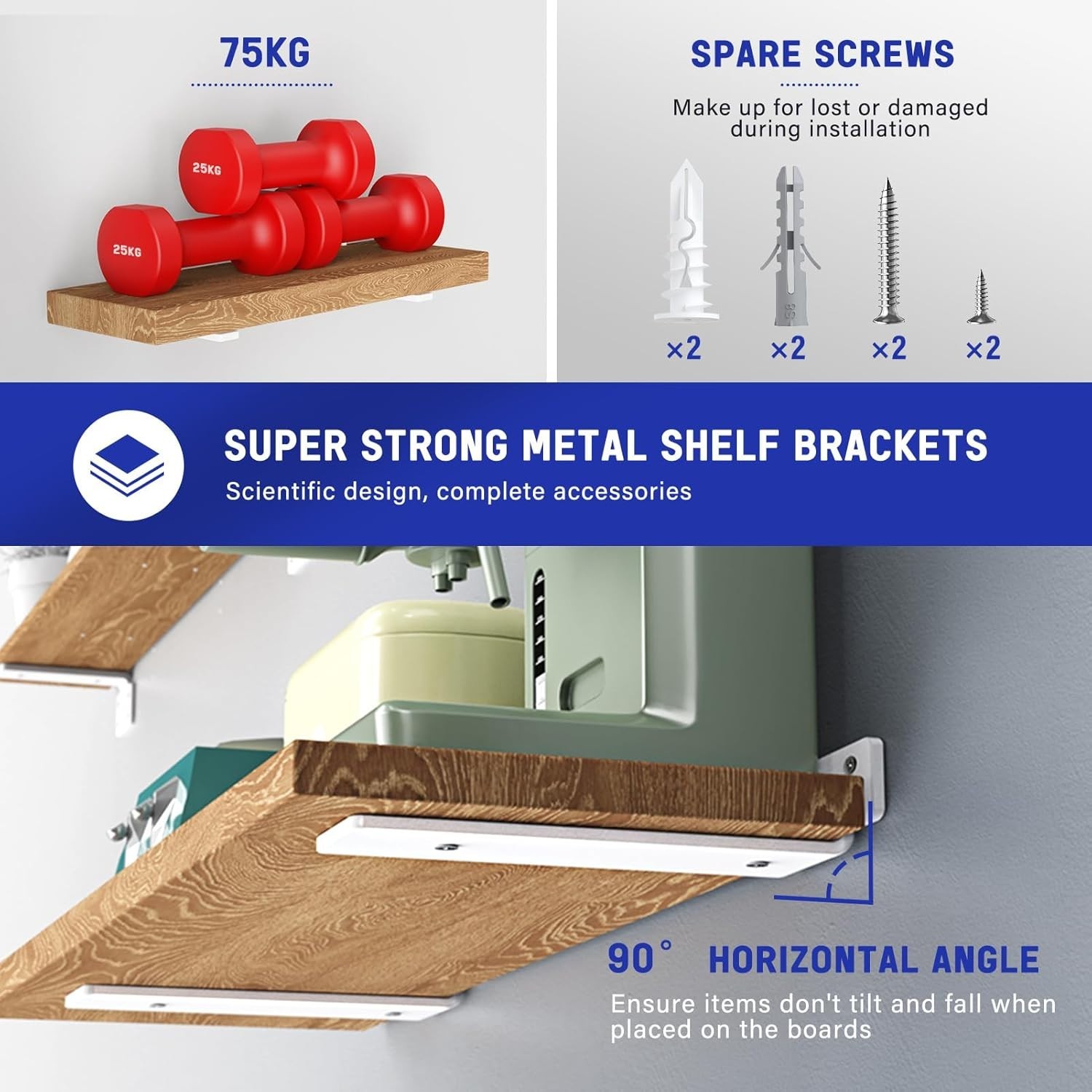 Sturdy White Coated Shelf Brackets – 10 Inch Long, 160 lb Capacity – 4 Pack