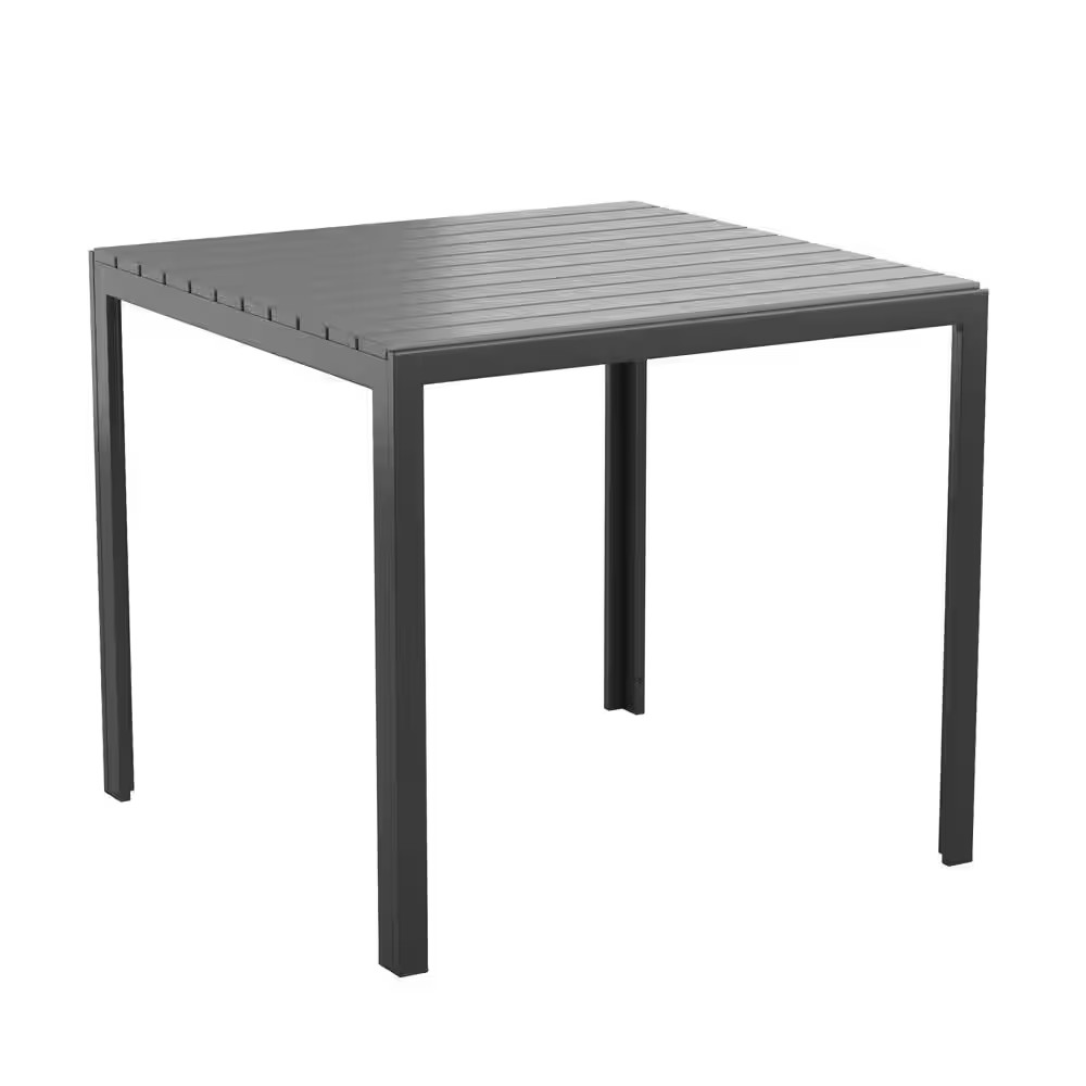 32 In. Square Black Resin with Metal Frame Table (Seats 4)