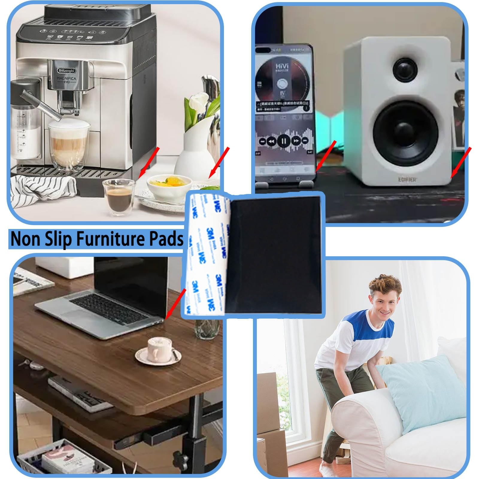 Non Slip Furniture Pads Anti-Sliding Silicone Sticky Backing 40″x5″x0.04″ 1 PCS