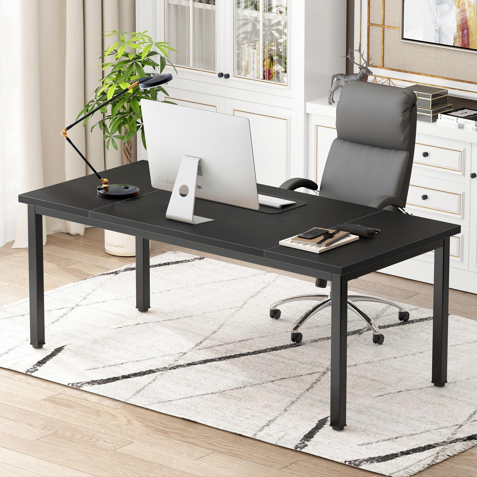 71 inches X-Large Computer Desk Composite Wood Board Black