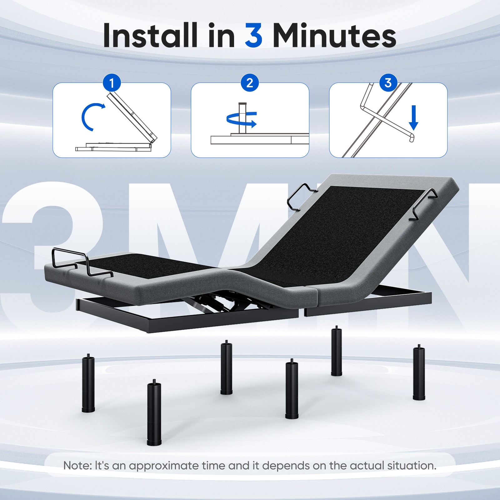Adjustable Bed Frame Zero Gravity Powered Base w/ Massage Remote Control Twin XL