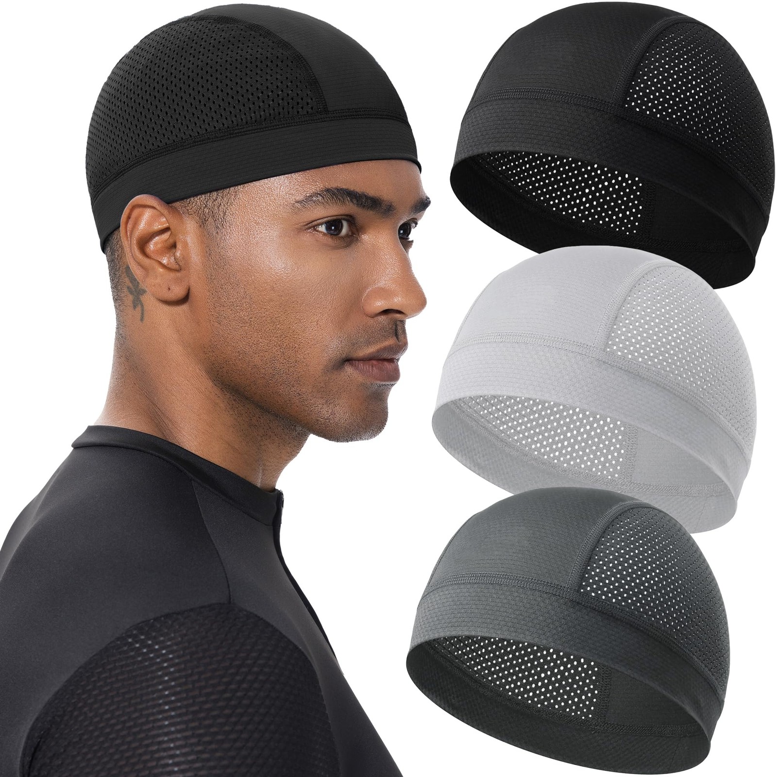 3PCS Cooling Skull Cap for Men Women Running Cycling Helmet Liner