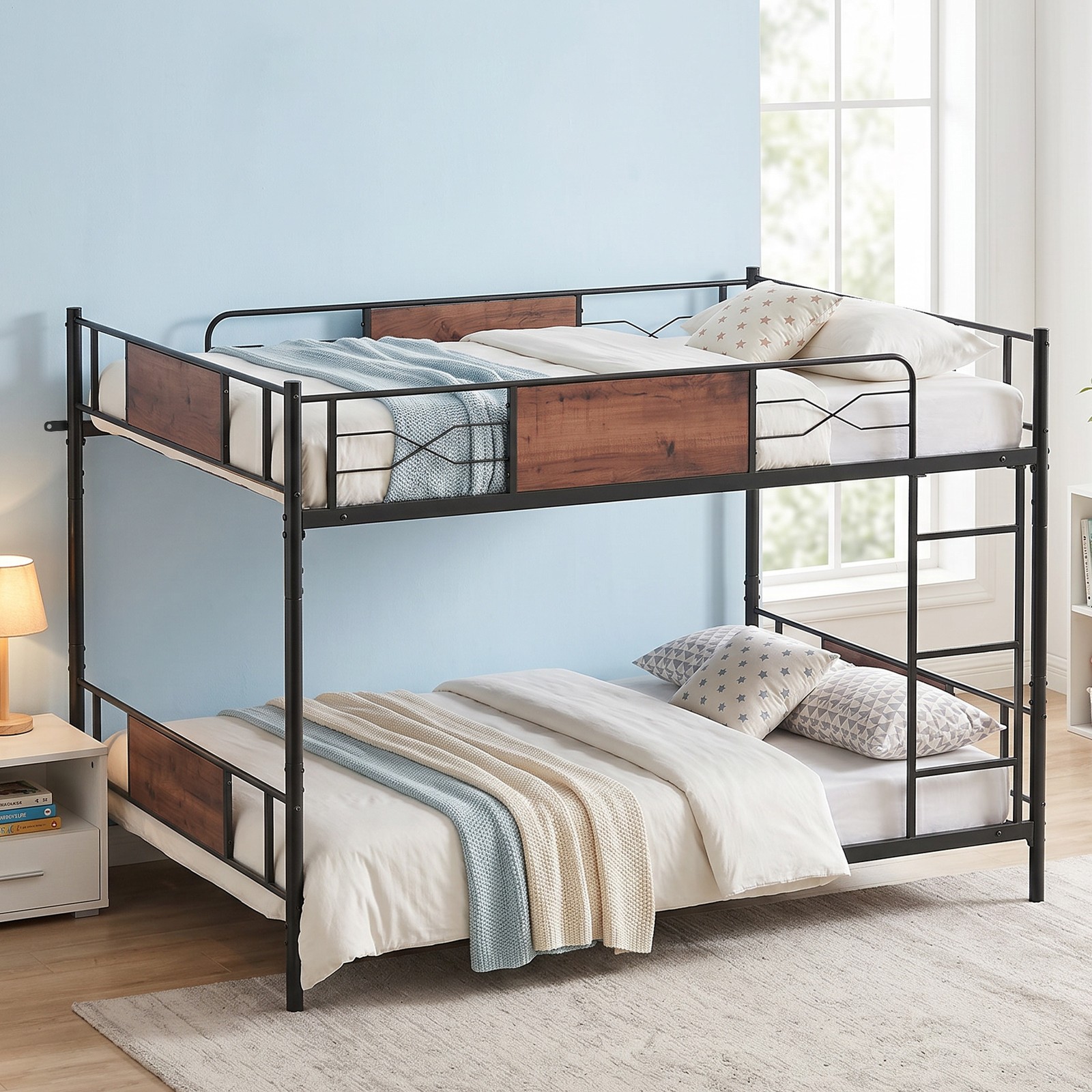 Full Over Full Bunk Bed Anti-Tip Device Stable Structure Heavy Weight Capacity