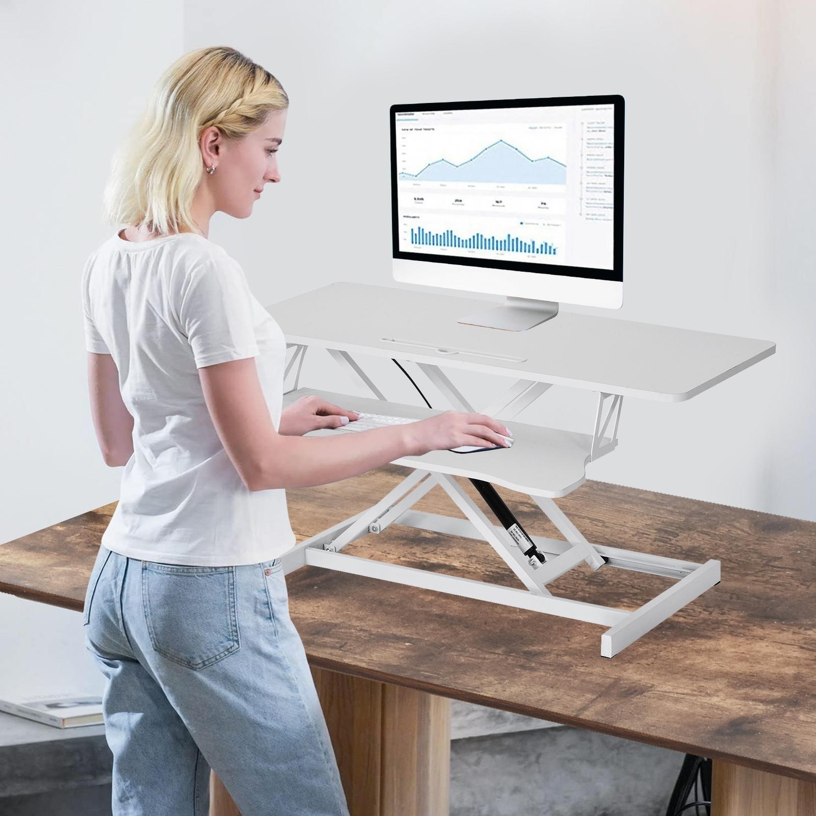 37 In Standing Desk Converter Height Adjustable Sit Stand Riser Dual Monitor