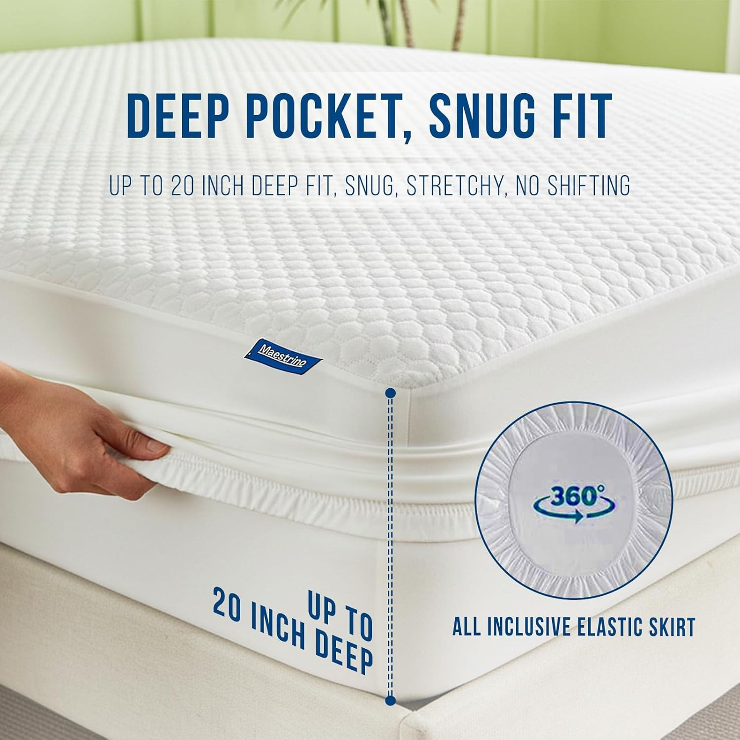 Luxury Queen Size Tencel Waterproof Mattr Protector Deep Poet –