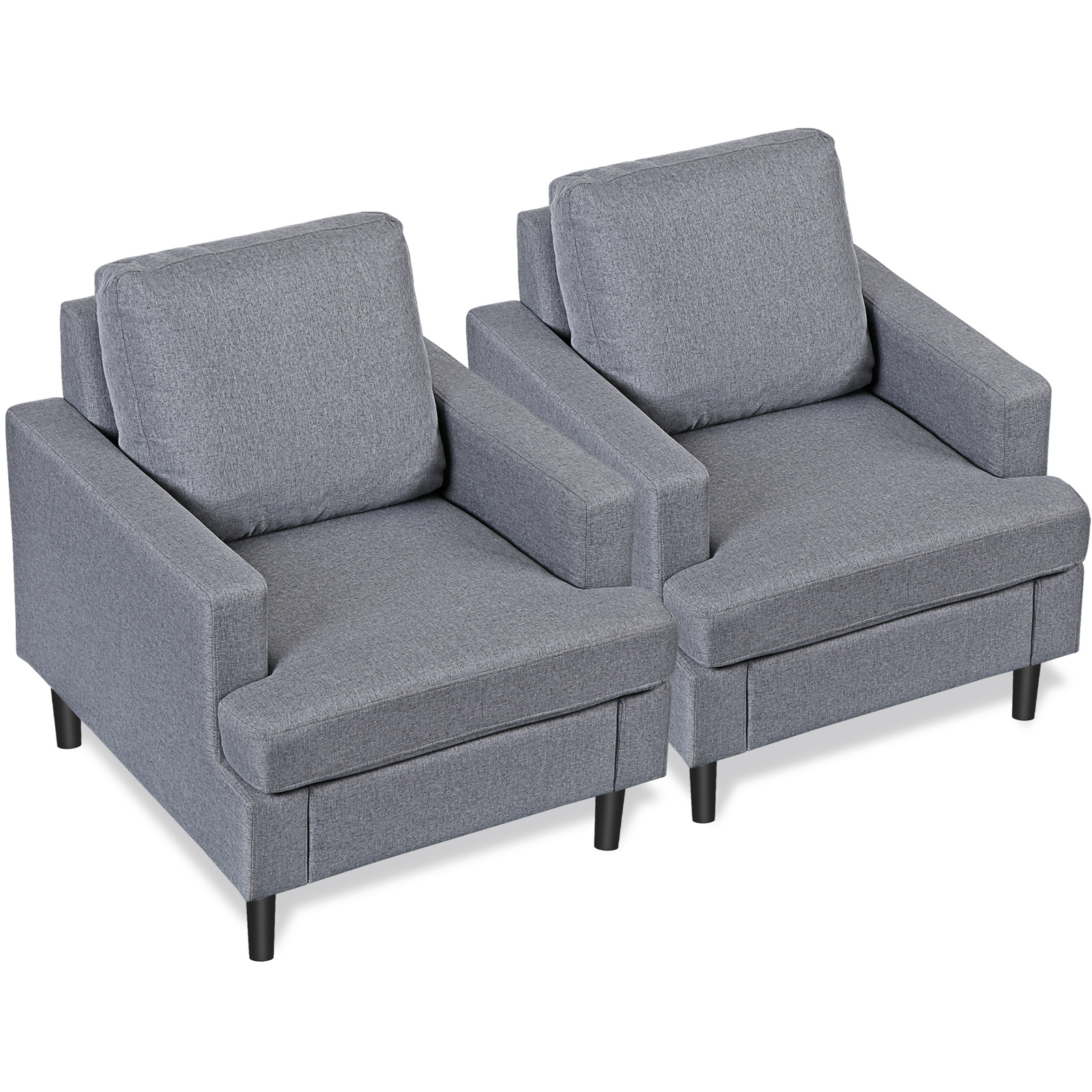 2X Accent Chair Mid-Century Leisure Comfy Single Sofa Chair for Living Room Gray