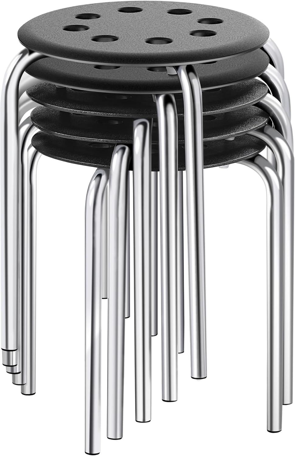 Plastic Stacking Stools Flexible Seating 17.3in Portable Backless Stools Round