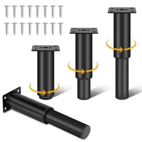 4 Piece Adjustable Height Slat Center Support Legs, Metal 7.08-11.81 Inches