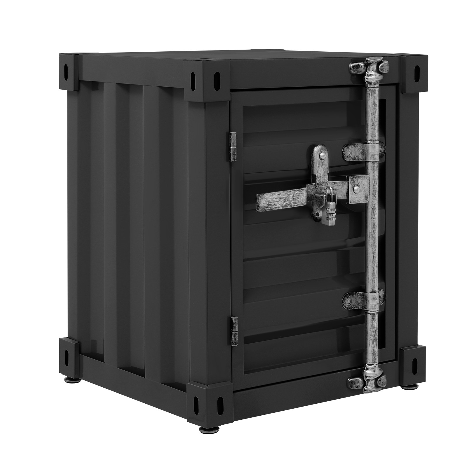 Floorstanding Side Table, Industrial Style Container Cabinet, Iron Bedside Table