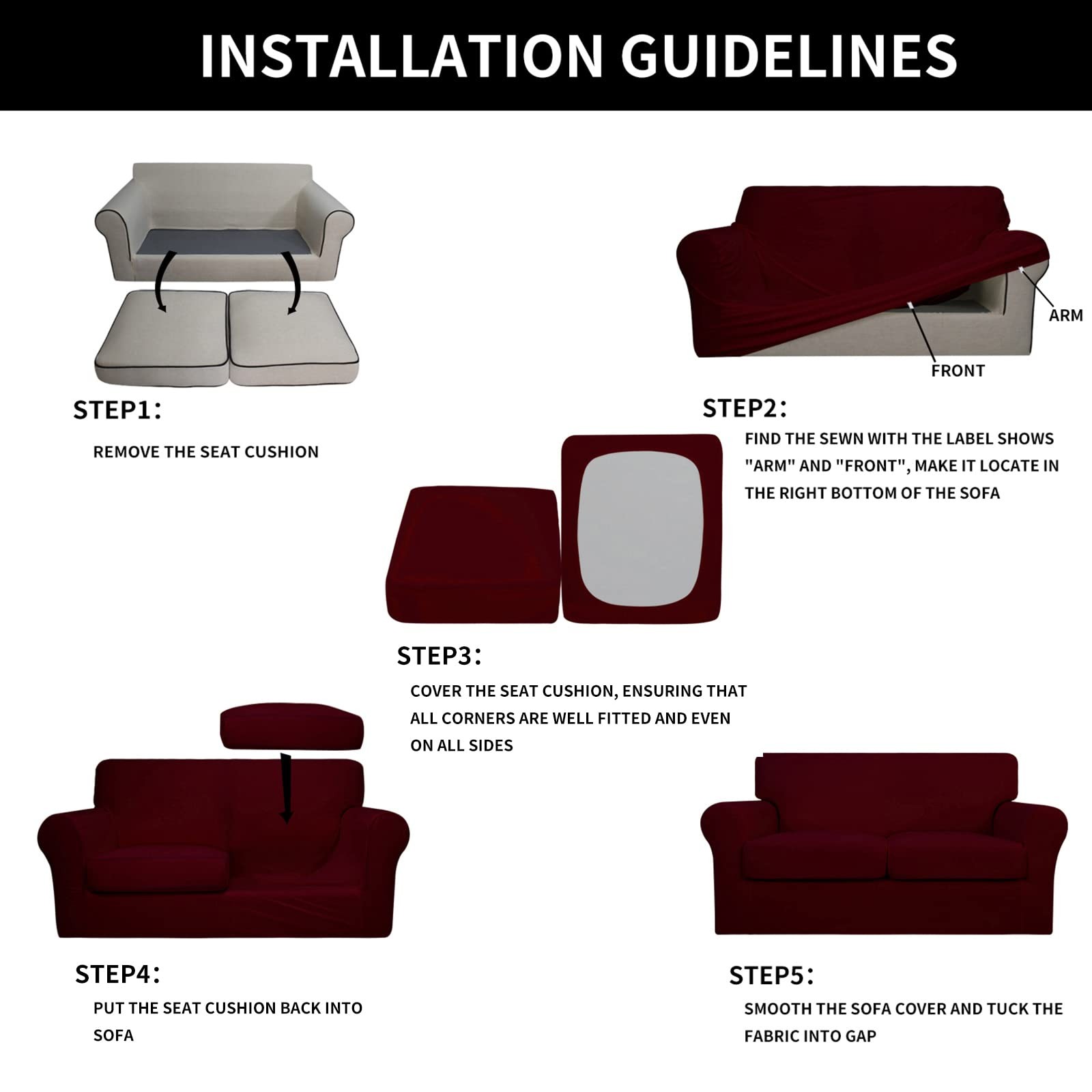Easy-Going Sofa Slipcover Medium Loveseat Wine Stretch Soft Durable Protector