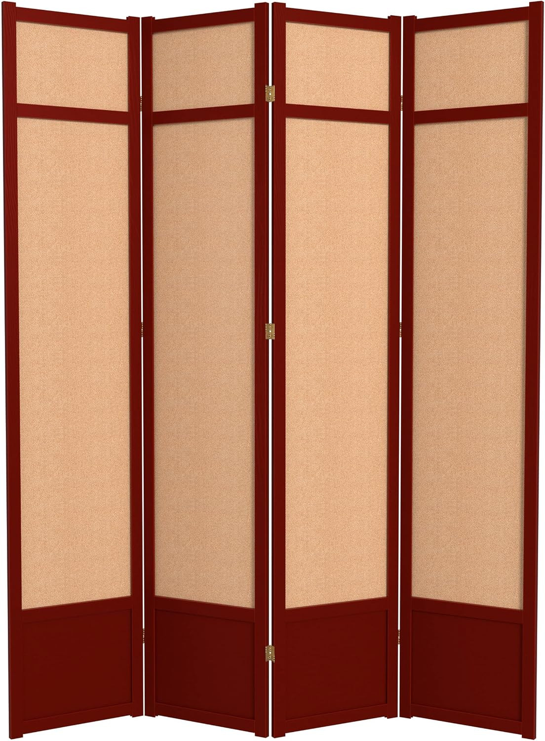 7 Ft. Tall Jute Shoji Screen – 4 Panel – Rosewood